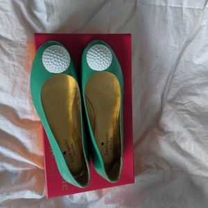 Kate Spade green golf ball ballet flats